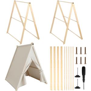 2 Set Wooden Teepee Frame Poles for Tent, 49 x 39 x 38.5 Inches