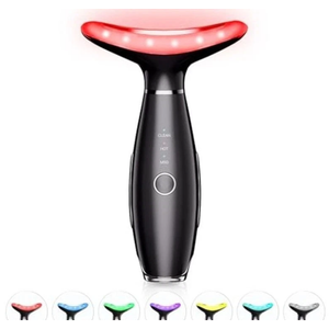 ELISHINE 7 Color Neck Face Massager  Facial Massager Tool for Skin Care at Home, Vibrating Face Massager with Thermals, Galvanic Machines Black