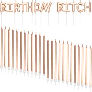 BLUE PANDA - Birthday B Cake Candles with Holders (37 Pack)