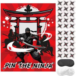 Ninja Warrior Party Games for Kids, Pin The Star on The Ninja Game for Ninja Warrior Spy Karate Birthday Party Supplies Decorations Favors