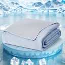 PATSBA Cooling Comforter King Size,Double-Sided Cold Tech Fabric Blanket for Night Sweats Hot Sleepers,Lightweight Silk Smooth Soft Breathable,Summer Comforter,Blue -King108"x90"