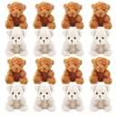 16 Pack 4 inch Mini Teddy Bears Plush Toys Cute Soft Small Teddy Bear Stuffed Animals for Birthday Valentine's Mother's Day Graduation Gifts (Color Set 1)