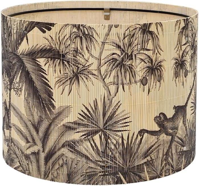 Floral Lampshade Tropical Plants Decorative Bamboo Made, 11.8 x 9 inches, Art Deco Design for Table and Floor Lamps (Coconut Tree)