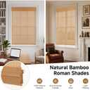 Cordless Bamboo Roman Shades, Light Filtering Woven Wood Window Blinds with Valance for Living Room, Bedroom, Kitchen, Home Office, 34" Wx64 H