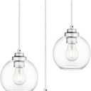 Globe Cluster Pendant Light, 3-Light Hanging Light Fixture with Brushed Nickel Finish, Clear Glass Kitchen Island Lighting for Dining Room Living Room Laundry Entrance Foyer, ZCPL101BN-3C (6.7 inch)