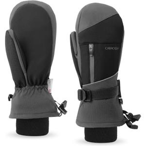 Winter Ski Mittens for Men Women Cold Weather- Warm Snow Mitts Gloves Waterproof & Windproof for Snowboard Snow Sports (Small-Medium, Gray)