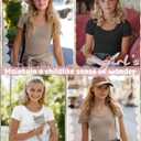 3 Pack Girls Shirts Scoop Neck Ribbed T Shirts Teens Short Sleeve Slim Fit Summer Tees for Kids Age 5-14