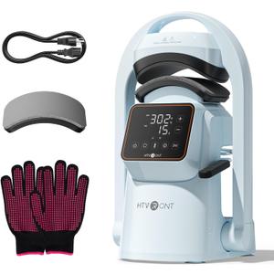 HTVRONT Auto Hat Press Machine - Hat Heat Press Machine with Precise Temp&Timer Control, Hat Heat Press Machine for Caps with 2 Platens, Compatible with DTF Film, Embroidery, Sublimation (Blue)