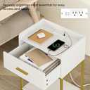 Masupu Nightstand with Charging Station,3-Tier Modern Bedside Night Stand with Storage Drawer and Shelf,Small End Side Table for Bedroom,Living Room,White