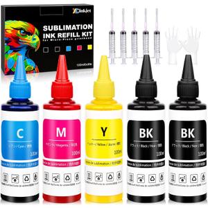 Sublimation Ink Refilled for ET-2800 ET-2803 WF-7210 WF-7720 ET-4700 ET-2760 ET-2850 ET-15000 ET2720 WF7710 ET-4800 ET2650 ET2750 WF2750 WF3620 Printer(BK*2 C*1 M*1 Y*1 All 5 Packs) Sublimation Ink Refilled for ET-2800 ET-2803 WF-7210 WF-7720 ET-4700 ET-2760 ET-2850 ET-15000 ET2720 WF7710 ET-4800 ET2650 ET2750 WF2750 WF3620 Printer(BK*2 C*1 M*1 Y*1 All 5 Packs)