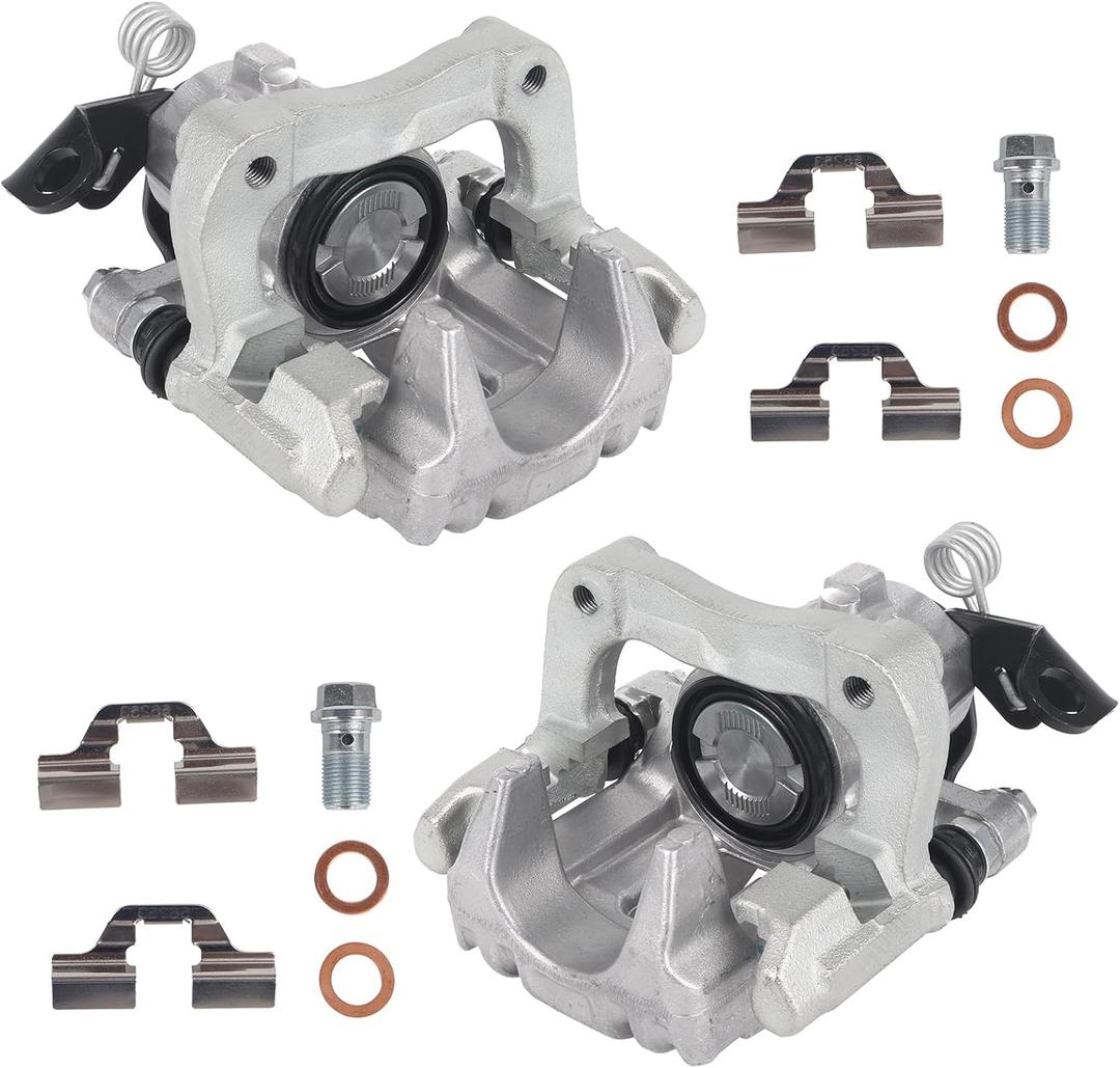 KUSATEC 19B2575 19B2574 Rear Disc Brake Caliper with Bracket fit for Audi TT Quattro 2000-2006, Volkswagen Jetta 2000-2005 2007-2009; Both Left and Right side