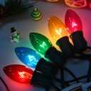 C9 Multicolor Christmas Lights Outdoor Vintage Christmas Tree Lights, 25FT Colorful C9 String Lights 25Pcs E17 Bulbs for Indoor Outdoor Xmas Home House Eaves Party Yard Porch Stair Decor, 7W (Clear Multi-colored)