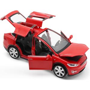 gidoyi Toy Car Model X, Pull Back Car Toys Alloy Vehicles with Lights and Sound 1:32 Scale Model Car (Red)