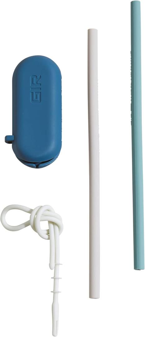 GIR: Get It Right Reusable Silicone Straws - 2-Pack Boulder - Travel Straws & Cleaning Wand - Flexible For Hot & Cold Drinks