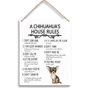 A Chihuahua’s House Rules Dog Wooden Signs 8x10, Dog Signs for Home Decor, Decorations for The Home, House Rules Sign, Wall Decor, Chihuahua Gifts, Gifts for Lovers