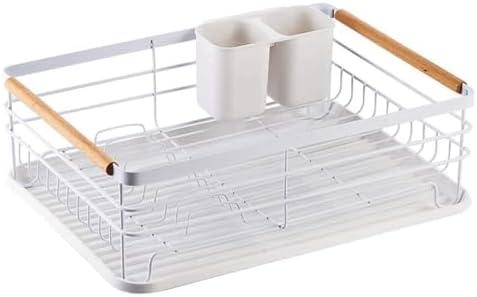 RIWIKIIA Dish Drainer Stainless Steel Dish Drainer Rack Dish Drainer Drying Rack with Drain Board Utensil Holder for Kitchen Counter