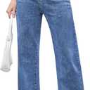 Dimur Jeans for Women Trendy High Waisted Straight Jeans Loose Wide Leg Stretchy Denim Pants with Pockets 2025 Fashion (X-Large, Sky Blue)