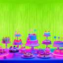 Glow in The Dark Party Supplies,3 Pack Neon Party Decorations,9.9 X 6.6 ft  Tinsel Foil Fringe Curtains Macaron Yellow,Photo Booth Prop Backdrop Streamer for Birthday Party Streamer Decor