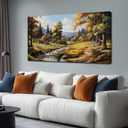 Natural Landscape Wall Art for Farmhouse Green Wall Pictures for Living Room,Vintage Wall Art Decor 24 x 48 Inch (Yellow)