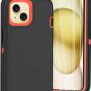 Tall silver for iPhone 15 Case with [2 Screen Protector ], Military Grade Shockproof Heavy Duty Drop Protection Rugged Case 6.1"(Darkgray Orange)