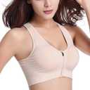 Hiking Gril Women's Zip Front Sports Bra Wireless Post-Surgery Yoga Bras (L)