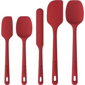 ChefAide 5 Pieces Silicone Spatula Set, Food Grade Rubber Spatula, Upgrade Strong Handle with Ergonomic Grip, Heat Resistant Up to 600F for Nonstick Cookware, Cooking