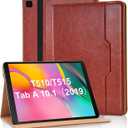 Varohix Tablet Case for Samsung Galaxy Tab A 10.1 2019 SM-T510/SM-T515 Cover Retro Folio Shell for Galaxy Tab A SM-T510 Case Multi-Angle Stand Cover PU Leather with Card Pocket ,Brown
