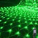 WATERGLIDE Outdoor Christmas Net Lights, 12FT x 5FT 360 LED Mesh String Light with 8 Lighting Modes, Connectable Waterproof Lights for Garden Tree Bushes, St. Patrick's Day Party Decorations, Green