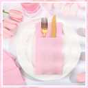 120 Pcs Pink Linen-Feel Paper Napkins with Built-in Flatware Pocket, Mother's Day Pocket Linen Napkin Prefolded Cloth Like Paper Napkins Bulk for Anniversay Wedding Baby Shower Birthday Bridal Party