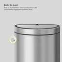 EKO Mirage Semi-Round Motion Sensor Trash Can, 47 Liter / 12.4 Gallon Automatic Large Kitchen Trash Can with Deodorizer Compartment, Removable Lid and Bucket, Matte Stainless Steel