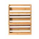 Lipper International Bamboo Wood 3-Tier Spice Rack 8840 - Space Saving 12" x 2.3" Vertical Storage for Spices or Craft Supplies - Attached Ring Hangers, Easy Hand Wash Maintenance