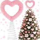 Gejoy 13 Inch Large Christmas Valentine Tree Topper Velvet Pink Heart Tree Topper Ornament for Gnome Valentines Trees Heart Decoration for Wedding Holiday Party Ornament Home Front Door Decor