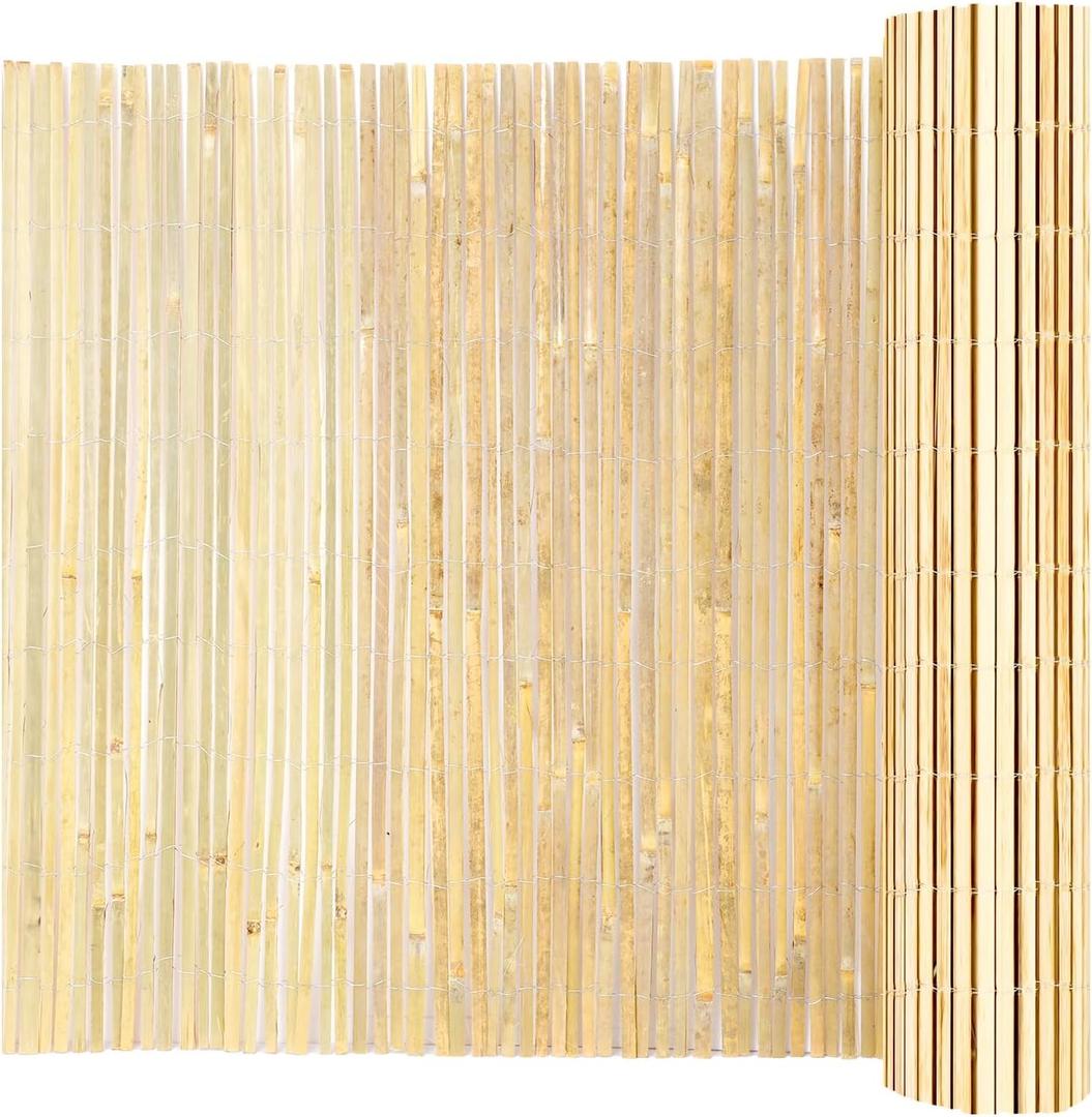 VEVOR Natural Bamboo Privacy Fence Screen, Eco-Friendly Decorative Bamboo Slat Fence, 6 ft H x 16 ft L Panel, for Garden, Backyard, Balcony, Patio, Pool Side
