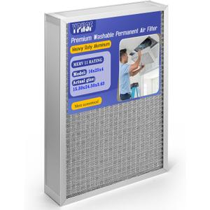 Upgraded 16x25x4 Reusable AC Furnace Filter Washable MERV11, Electrostatic - Permanent,Enjoy Fresher Air in Home and Office HVAC Furnace SystemsActual Size:15.50x24.50x3.63Inch 1 Pack