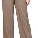Willit Women Linen Pants Wide Leg Casual Palazzo Pants Cotton Linen Lounge Beach Summer Pants with Pockets 29"/31"/ 33" (Large, Deep Khaki)