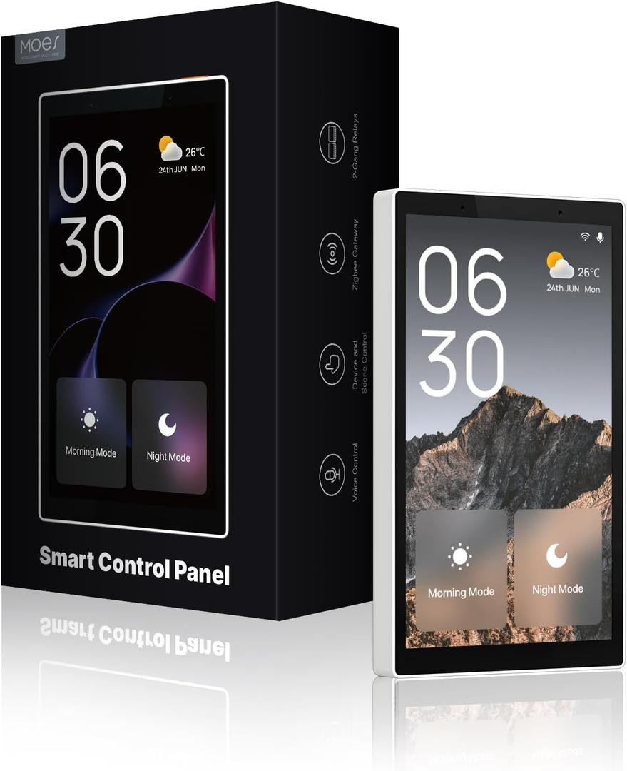 MOES Smart Home Touchscreen Control(1-Switch Panel), In-wall Smart Panel with Alexa Built-in, Compatible with Smart Life devices, Manage and Control Home Devices and Scenes with Touch and Voice