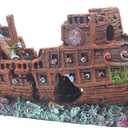 Little Aquarium Shipwreck Sunken Pirate Ship War Boat Fish Tank Decorations for Betta (Medium)