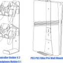 Wall Mount Kit for PS5 with Controller and Headphone Holders, Compatible with PS5 Pro/Slim, Black