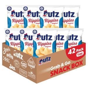 Utz Ripples Original Crispy Chips Made from Fresh Potatoes, 42 Count, Crunchy Individual Snacks to Go, Gluten Free Snacks, Brand is Utz, Variation Theme is Flavor that is Ripples Original, Size that is 42 Count (Pack of 1),  BBD: JAN 19.2026