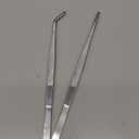 2 Pcs 12 Inch Long Handle Stainless Steel Straight and Curved Tweezers Nippers, Set with Serrated Tips Comfortable Ridged Handle for Garden, Kitchen, Indoors and Outdoors