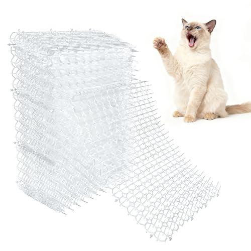 OCEANPAX Clear Cat Scat Mat 16 x 13 Inch, 16 Pack Transparent Cat Deterrent Mats with 1 Inch Spikes, Large Coverage Indoor Outdoor Pet Training Mats to Protect Furniture, Counters, Garden & Yard