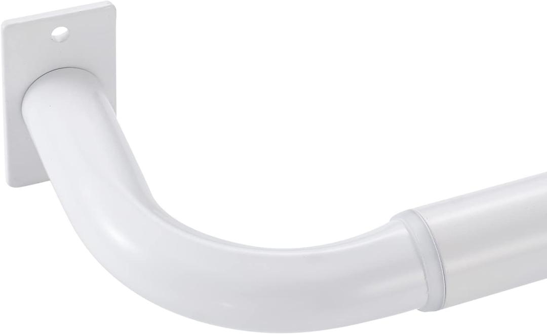 Curtain Rods for Windows 84 to 120 Inches, 1 Inch Diameter Metal Wrap Around Window Curtain Rod with Brackets, Matte White