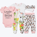 Hudson Baby Unisex Baby Cotton Set, Little Miss Sassy Pants, 3-6 Months