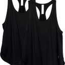 icyzone Women's Racerback Workout Athletic Running Tank Tops Loose Fit (Pack of 2) (X-Large, Black/Black)