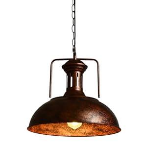 TAKEGO 16.14" Large Pendant Light, Farmhouse Kitchen Island Vintage Copper Pendant, Rustic Hanging Ceiling Lamp