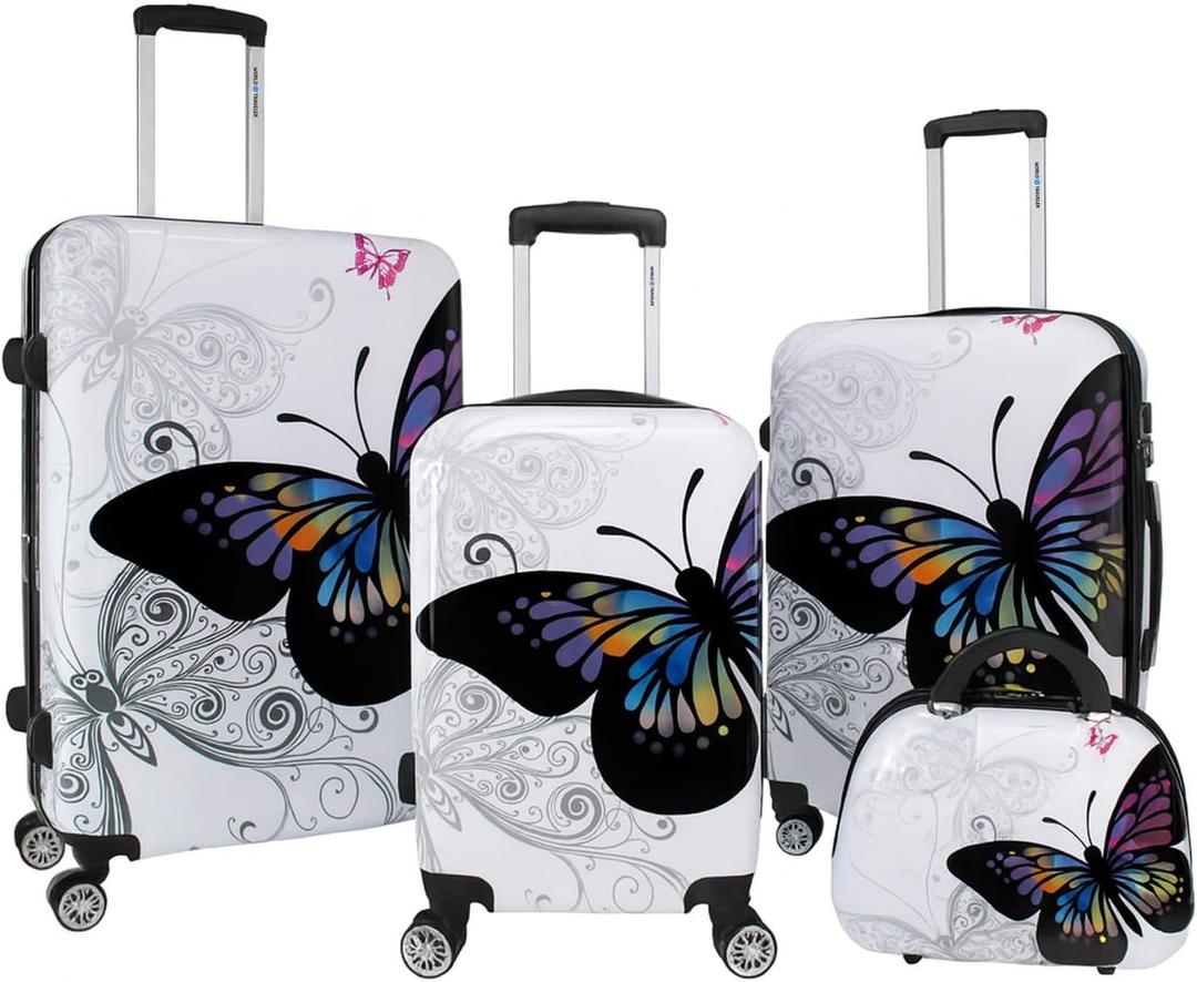 World Traveler Butterfly Luggage, 4-Piece Set