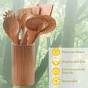Natural 10-Piece Acacia Wooden Utensil Set, Exquisite Comfort Grip Wooden Spoons for Cooking with Utensils Holder