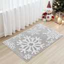 Christmas Bathroom Rugs Winter Grey Snowflake Christmas Bath Mat for Bathroom Extra Soft Absorbent Washable Non Slip Shower Mat Cute Lovely Christmas Holiday Rugs 20 x 32 Inch (1'8" x 2'8" (Rectangular))