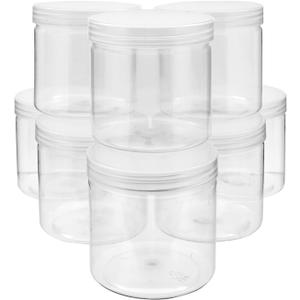 Juvale Plastic Jars with Lids - 12 Oz, Clear, 8-Pack - Slime Containers with Lids & Craft Jars for Kids DIY
