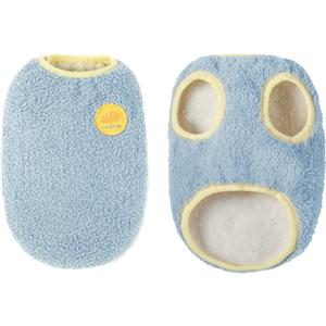 Warm Plush Dog Vest for Winter Soft Fleece Lining Sweater for Small dog Cat Cute Puppy Kitten Clothes Blue 16 (Large)